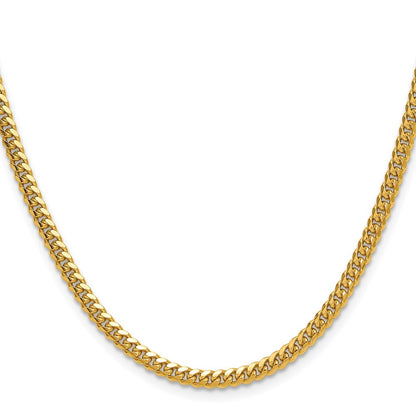 18 Inch 14K Yellow Gold 3.5mm Solid Miami Cuban Chain Necklace