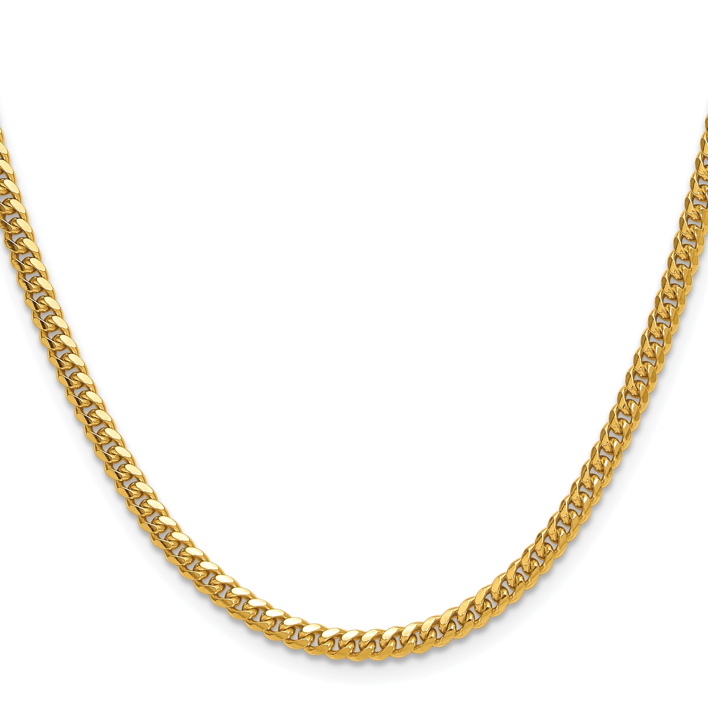 24 Inch 14K Yellow Gold 3.5mm Solid Miami Cuban Chain Necklace