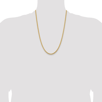 24 Inch 14K Yellow Gold 3.5mm Solid Miami Cuban Chain Necklace