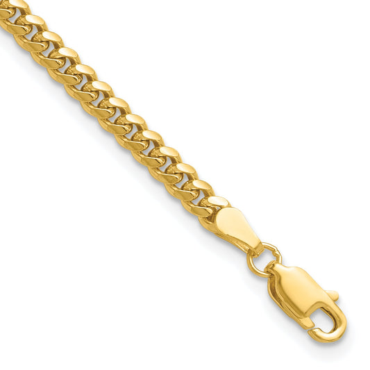8 Inch 14K Yellow Gold 3.5mm Solid Miami Cuban Chain Bracelet