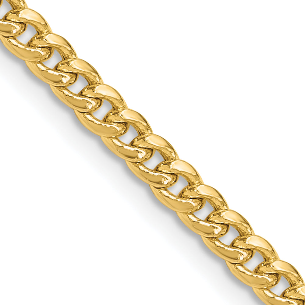 24 Inch 14K Yellow Gold 3.5mm Solid Miami Cuban Chain Necklace