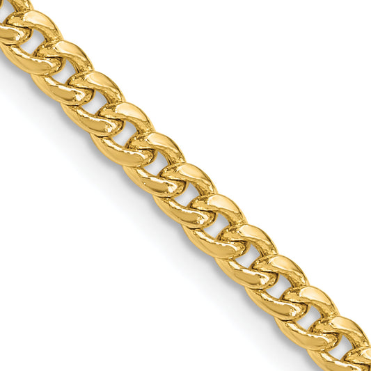 24 Inch 14K Yellow Gold 3.5mm Solid Miami Cuban Chain Necklace