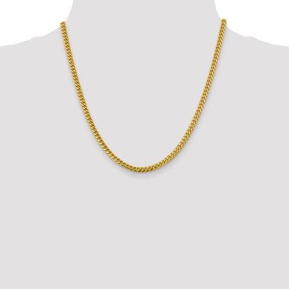 2 Inch 14K Yellow Gold 4.25mm Solid Miami Cuban Chain Necklace