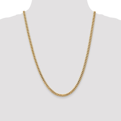 24 Inch 14K Yellow Gold 4.3mm Solid Miami Cuban Chain Necklace