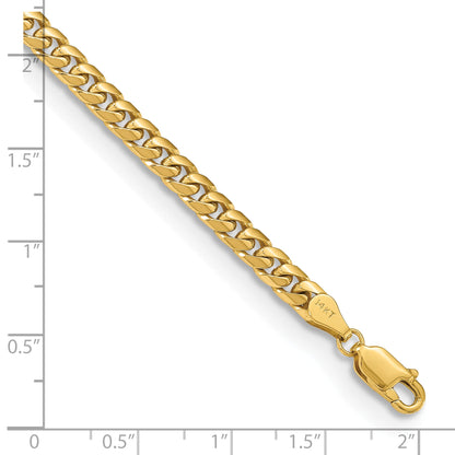 7 Inch 14K Yellow Gold 4.3mm Solid Miami Cuban Chain Bracelet
