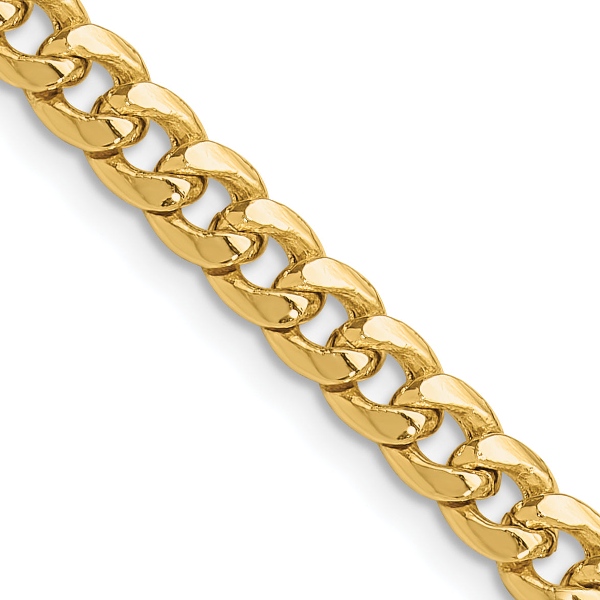 2 Inch 14K Yellow Gold 4.3mm Solid Miami Cuban Chain Necklace