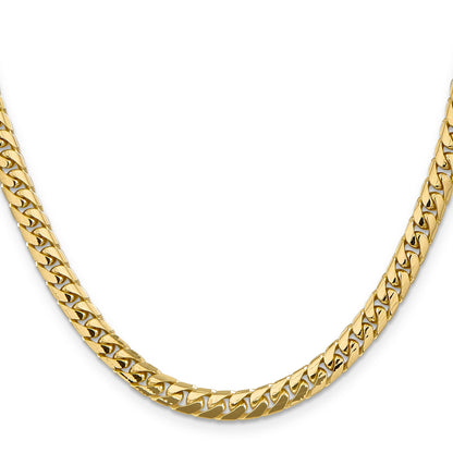 26 Inch 14K Yellow Gold 5.5mm Solid Miami Cuban Chain Necklace