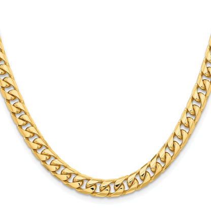 24 Inch 14K Yellow Gold 6.75mm Solid Miami Cuban Chain Necklace