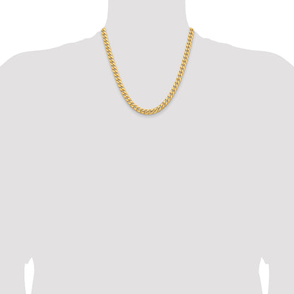 2 Inch 14K Yellow Gold 6.75mm Solid Miami Cuban Chain Necklace