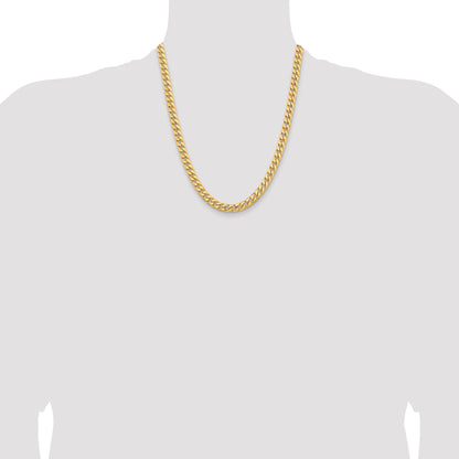 22 Inch 14K Yellow Gold 6.75mm Solid Miami Cuban Chain Necklace