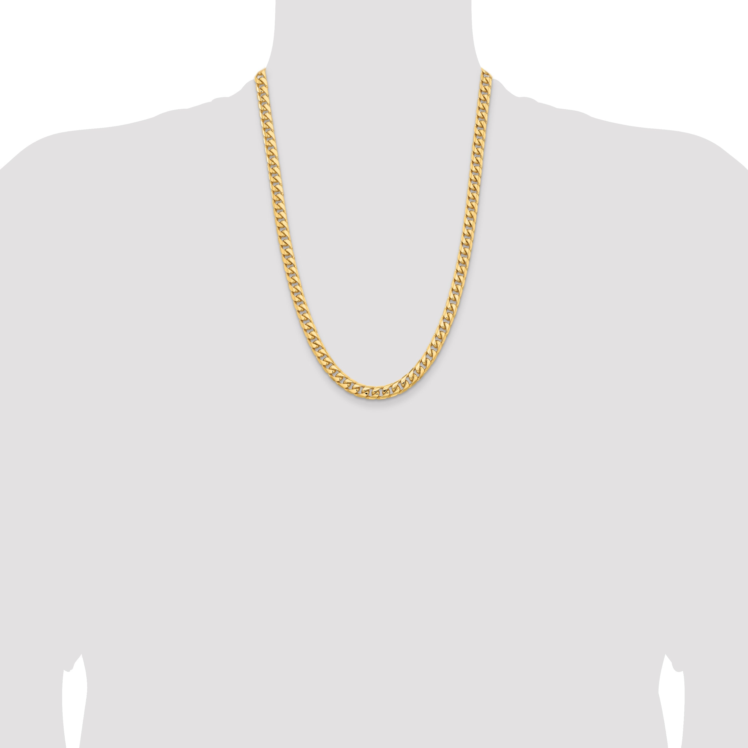 24 Inch 14K Yellow Gold 6.75mm Solid Miami Cuban Chain Necklace