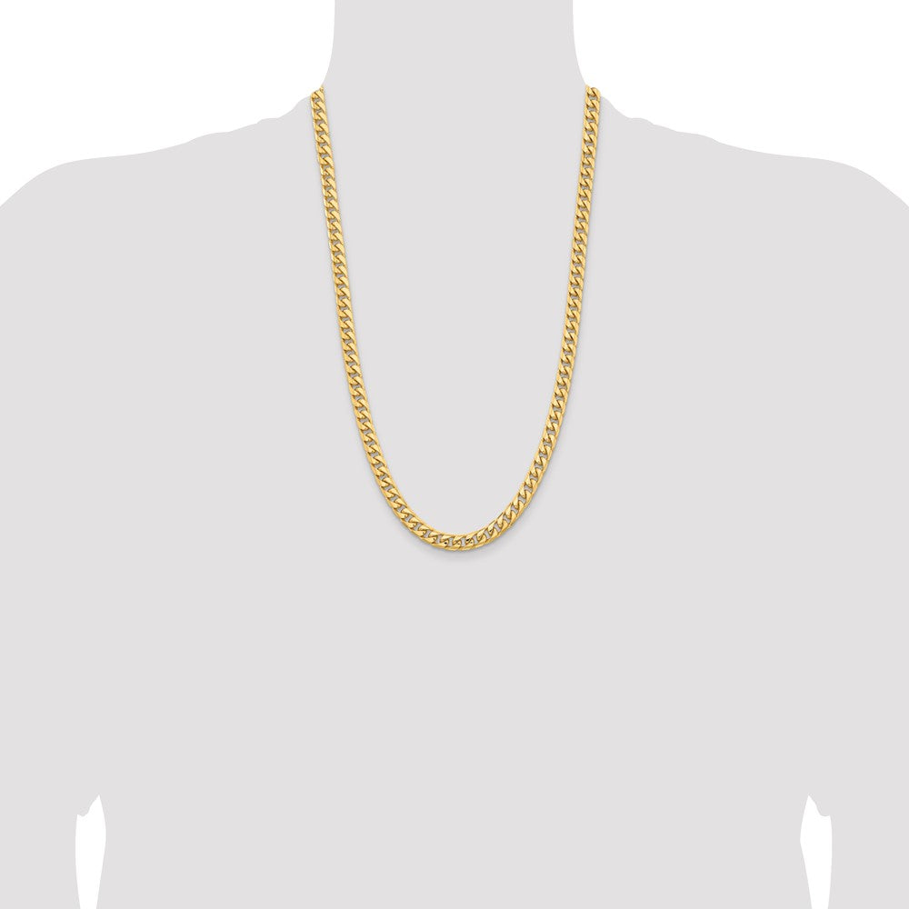 26 Inch 14K Yellow Gold 6.75mm Solid Miami Cuban Chain Necklace