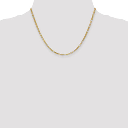18 Inch 14K Yellow Gold 2.5mm Semi Solid Figaro Chain Necklace