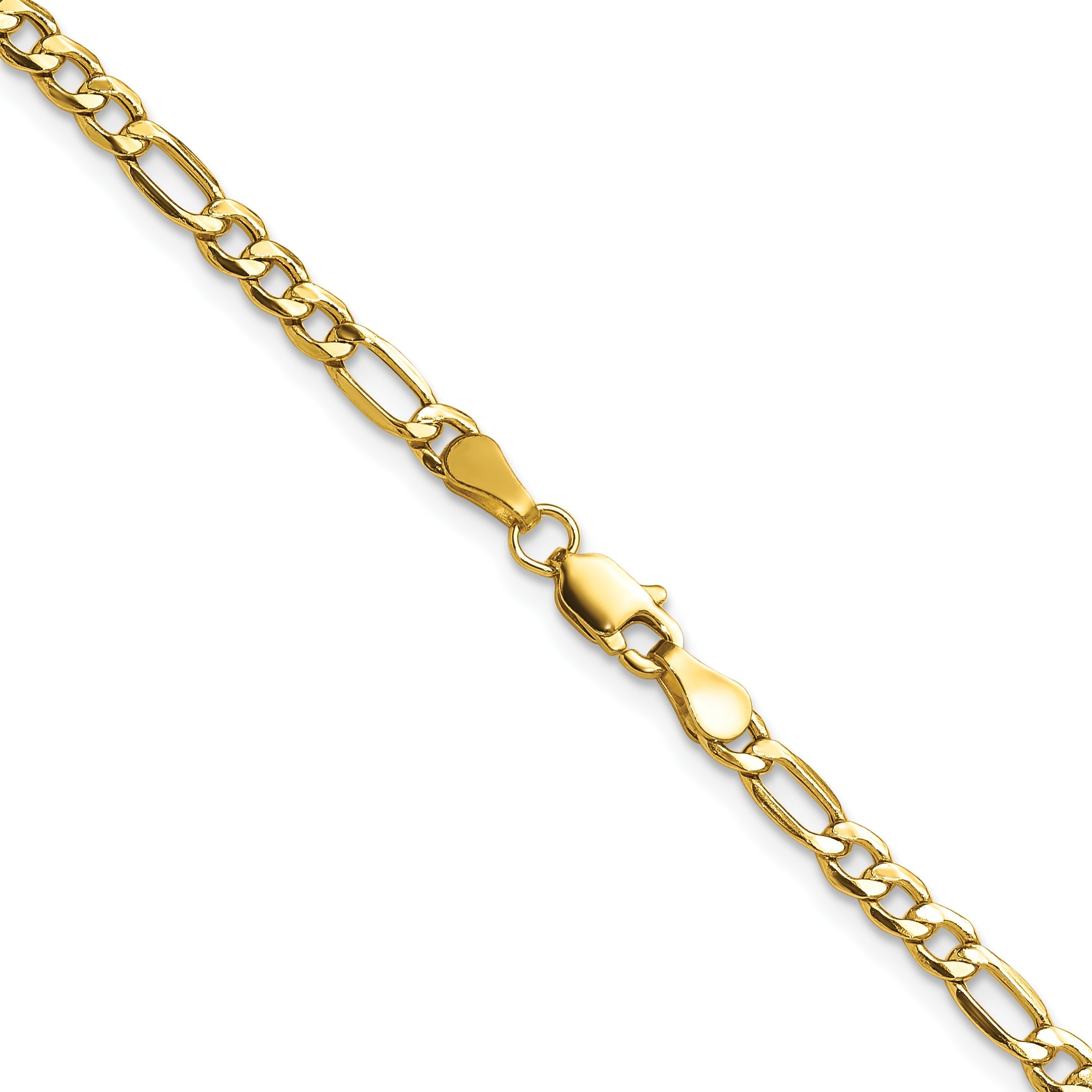 2 Inch 14K Yellow Gold 3.5mm Semi Solid Figaro Chain Necklace