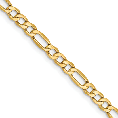 22 Inch 14K Yellow Gold 3.5mm Semi Solid Figaro Chain Necklace