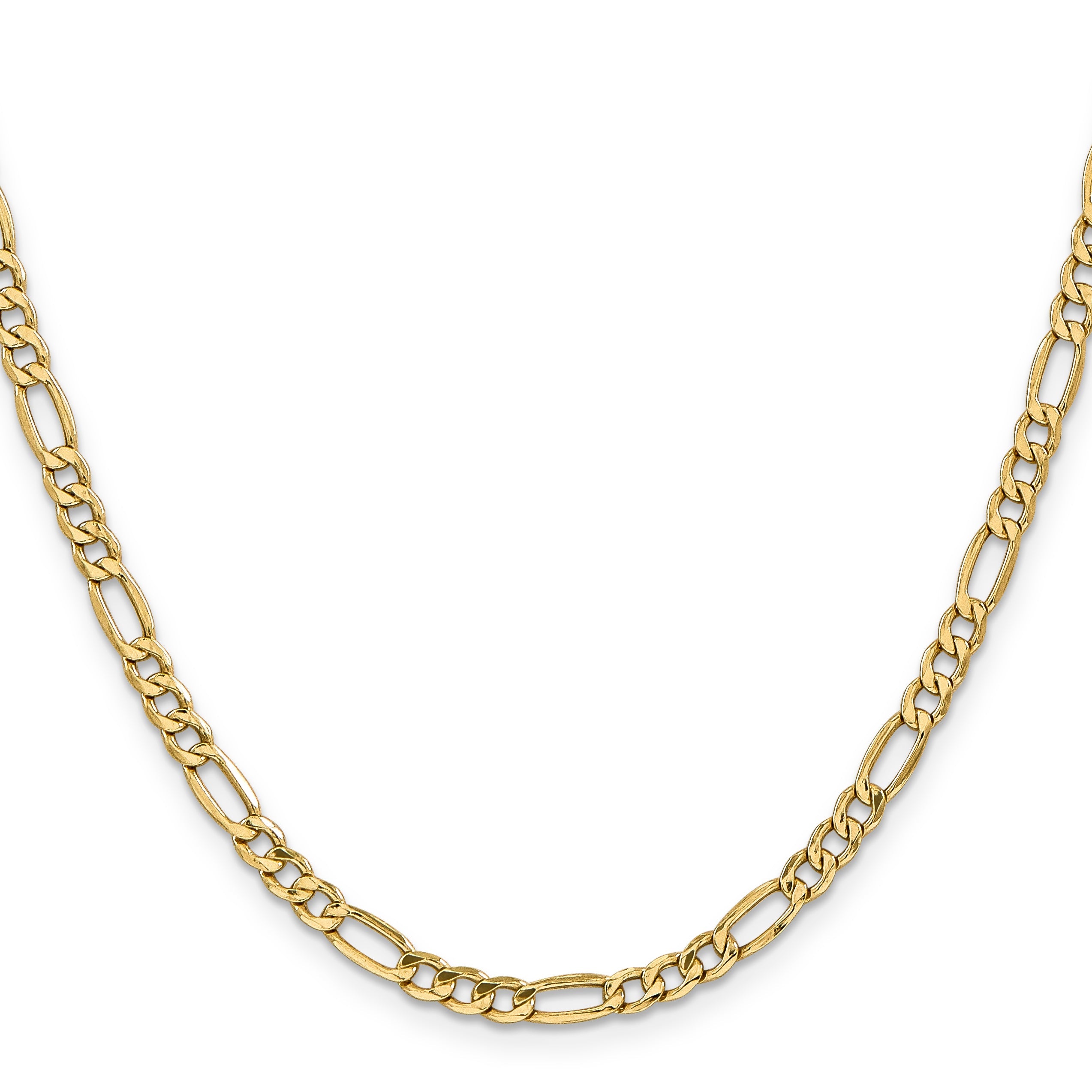 2 Inch 14K Yellow Gold 4.2mm Semi Solid Figaro Chain Necklace