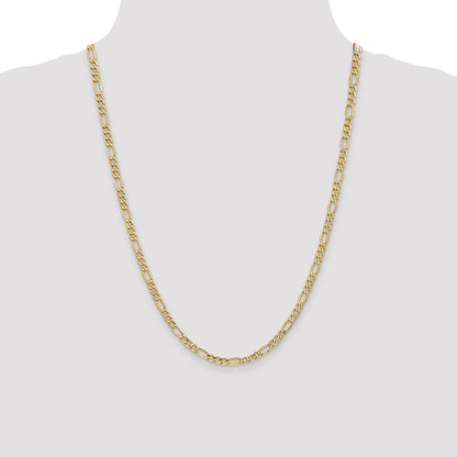 24 Inch 14K Yellow Gold 4.2mm Semi Solid Figaro Chain Necklace