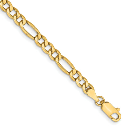 8 Inch 14K Yellow Gold 4.2mm Semi Solid Figaro Chain Bracelet