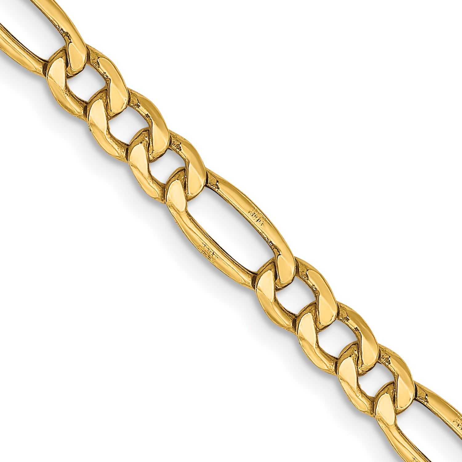 16 Inch 14K Yellow Gold 4.2mm Semi Solid Figaro Chain Necklace