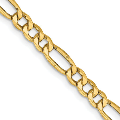 16 Inch 14K Yellow Gold 4.2mm Semi Solid Figaro Chain Necklace
