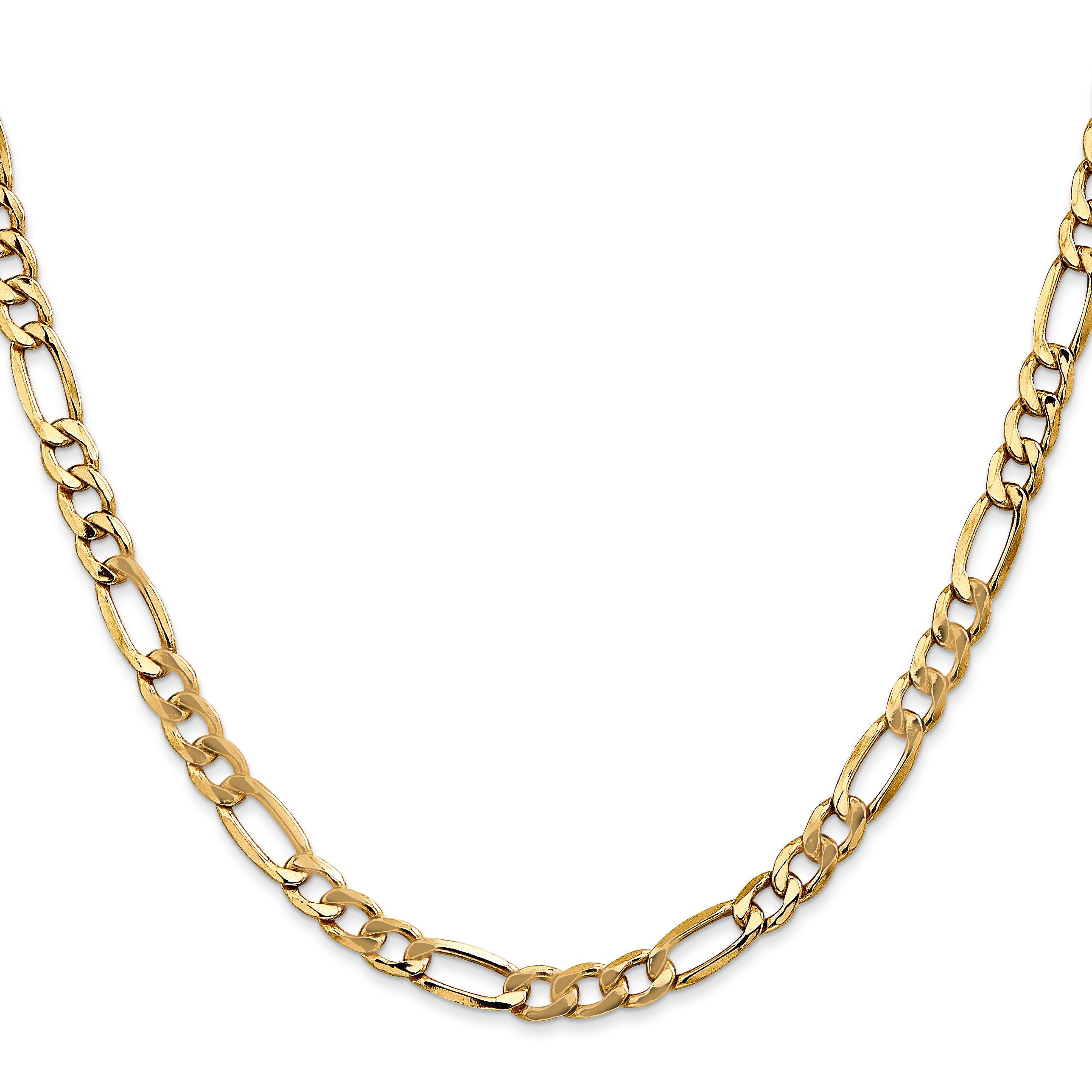 24 Inch 14K Yellow Gold 5.75mm Semi Solid Figaro Chain Necklace