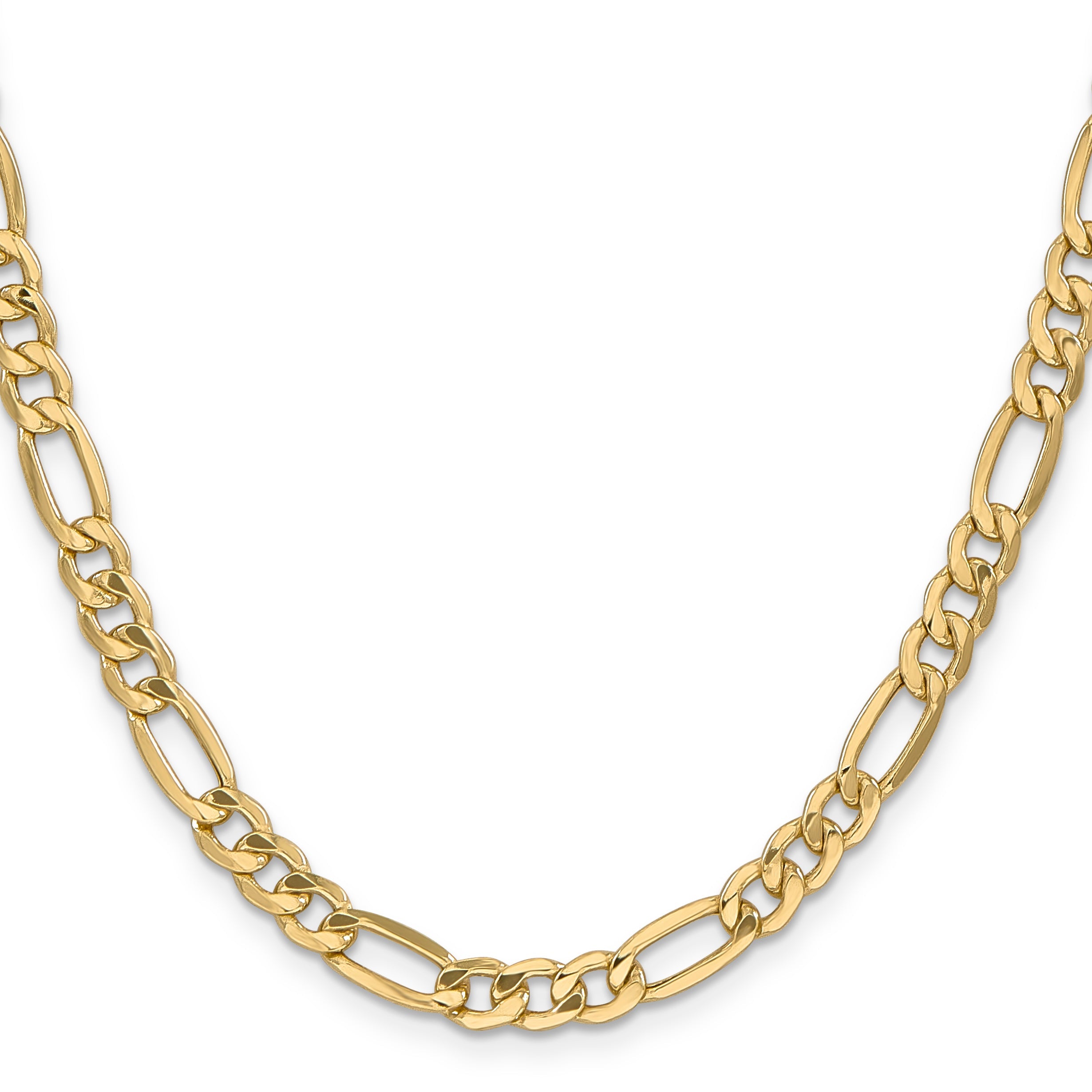 24 Inch 14K Yellow Gold 6.25mm Semi Solid Figaro Chain Necklace