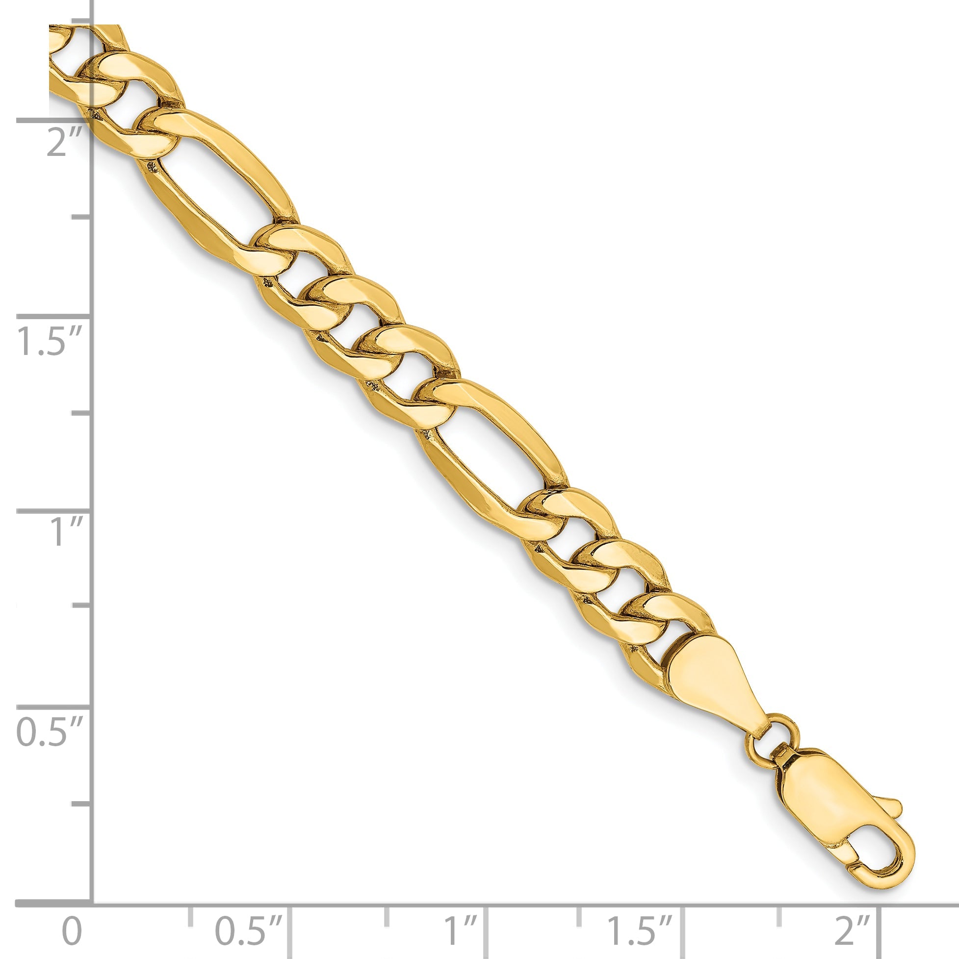 8 Inch 14K Yellow Gold 6.25mm Semi Solid Figaro Chain Bracelet