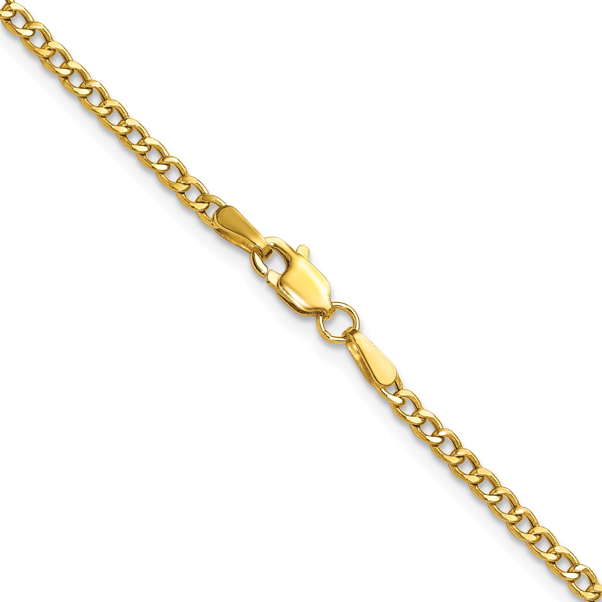 18 Inch 14K Yellow Gold 2.5mm Semi Solid Curb Chain Necklace