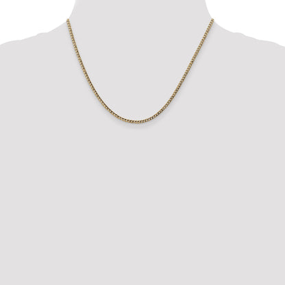18 Inch 14K Yellow Gold 2.5mm Semi Solid Curb Chain Necklace