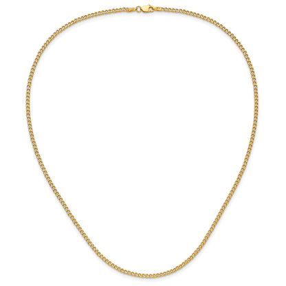 18 Inch 14K Yellow Gold 2.5mm Semi Solid Curb Chain Necklace