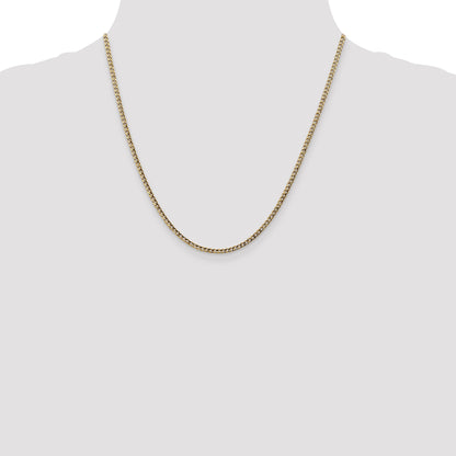 2 Inch 14K Yellow Gold 2.5mm Semi Solid Curb Chain Necklace