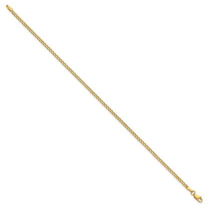 8 Inch 14K Yellow Gold 2.5mm Semi Solid Curb Chain Bracelet
