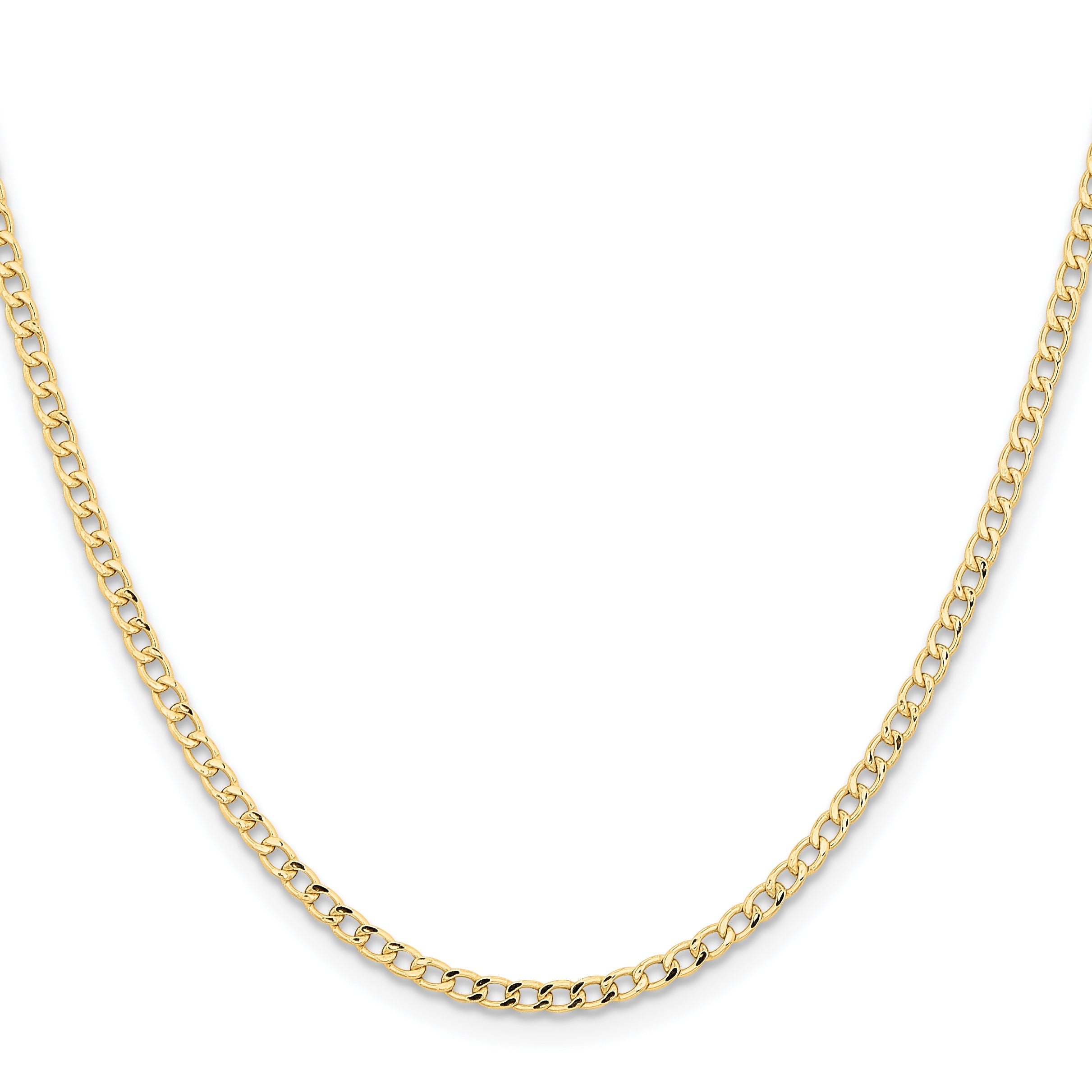 18 Inch 14K Yellow Gold 2.85mm Semi Solid Curb Chain Necklace