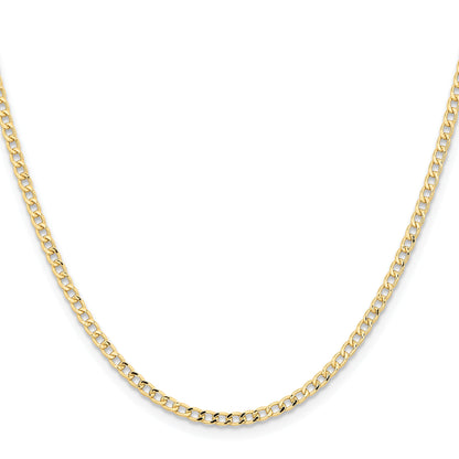 22 Inch 14K Yellow Gold 2.85mm Semi Solid Curb Chain Necklace
