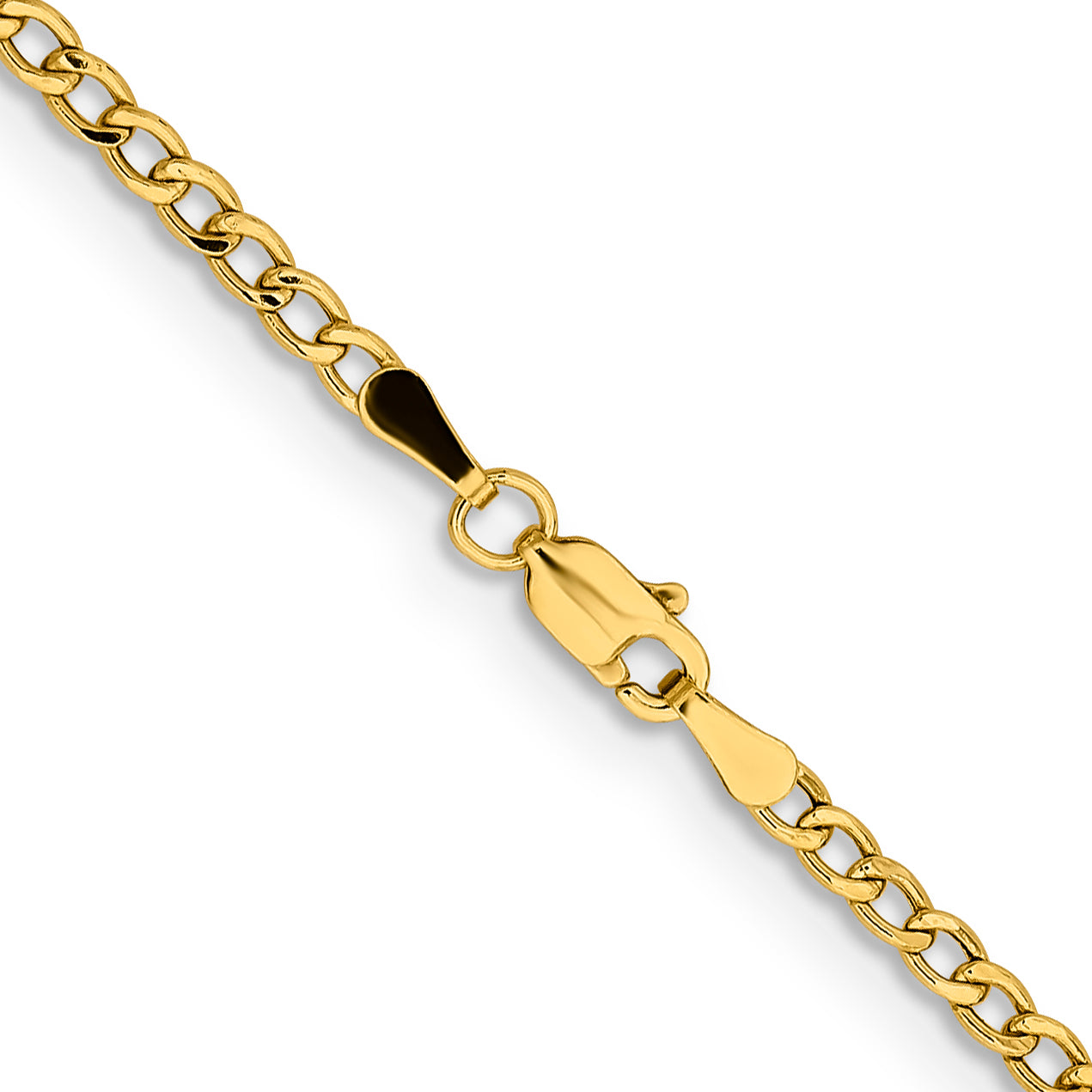 16 Inch 14K Yellow Gold 2.85mm Semi Solid Curb Chain Necklace