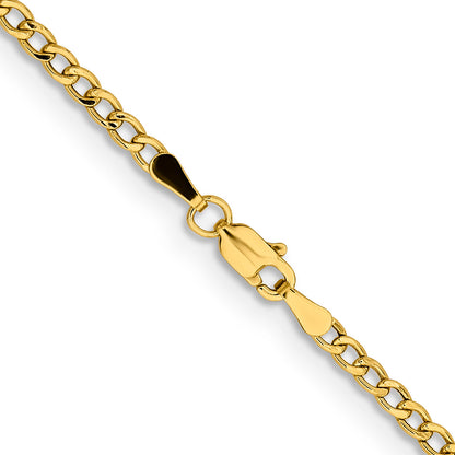 18 Inch 14K Yellow Gold 2.85mm Semi Solid Curb Chain Necklace