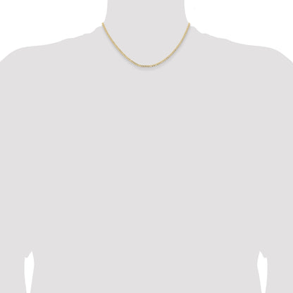 16 Inch 14K Yellow Gold 2.85mm Semi Solid Curb Chain Necklace