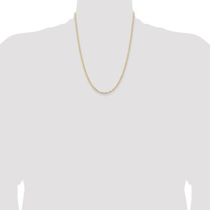 22 Inch 14K Yellow Gold 2.85mm Semi Solid Curb Chain Necklace