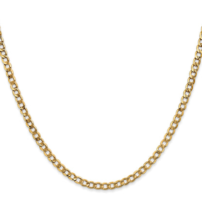 2 Inch 14K Yellow Gold 3.35mm Semi Solid Curb Chain Necklace