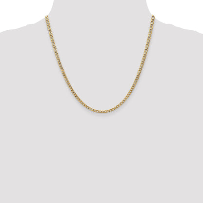 2 Inch 14K Yellow Gold 3.35mm Semi Solid Curb Chain Necklace