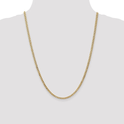 24 Inch 14K Yellow Gold 3.35mm Semi Solid Curb Chain Necklace