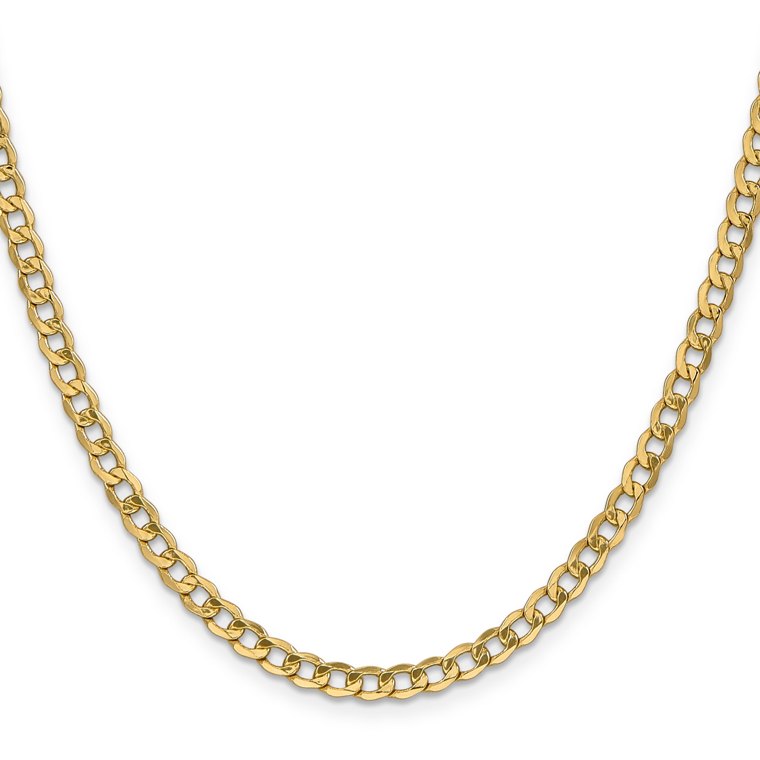 18 Inch 14K Yellow Gold 4.3mm Semi Solid Curb Chain Necklace