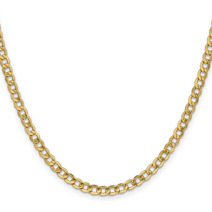 24 Inch 14K Yellow Gold 4.3mm Semi Solid Curb Chain Necklace