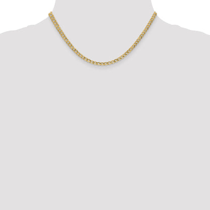 16 Inch 14K Yellow Gold 4.3mm Semi Solid Curb Chain Necklace