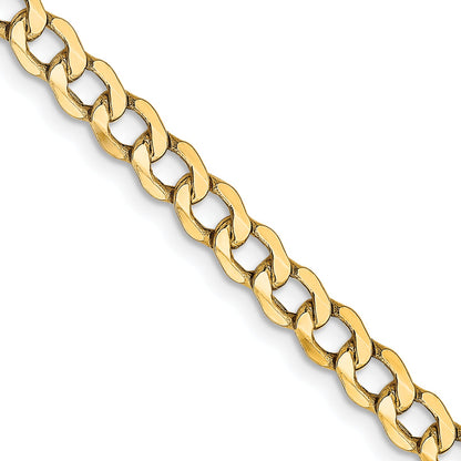 16 Inch 14K Yellow Gold 4.3mm Semi Solid Curb Chain Necklace