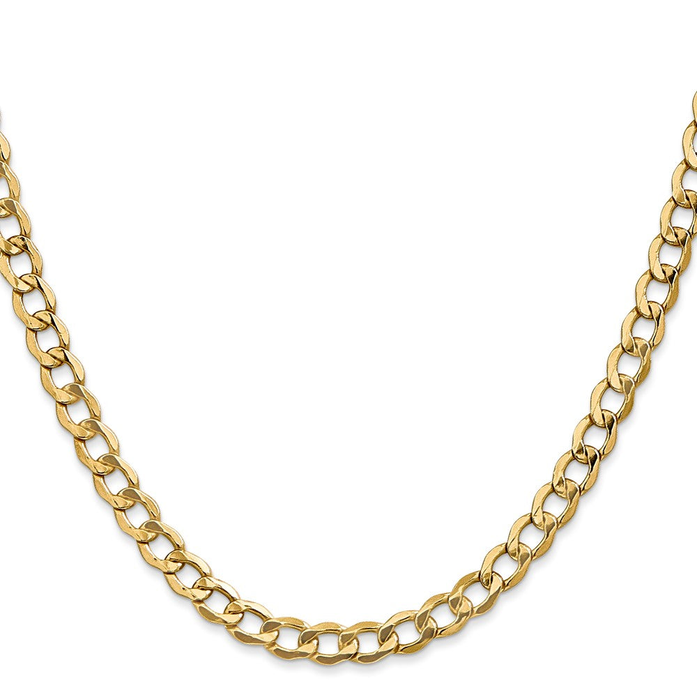 18 Inch 14K Yellow Gold 5.25mm Semi Solid Curb Chain Necklace