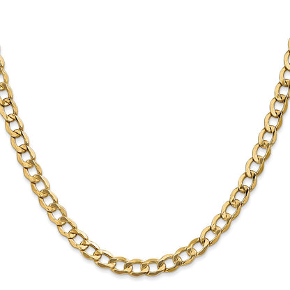 18 Inch 14K Yellow Gold 5.25mm Semi Solid Curb Chain Necklace