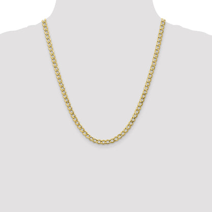22 Inch 14K Yellow Gold 5.25mm Semi Solid Curb Chain Necklace