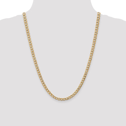 24 Inch 14K Yellow Gold 5.25mm Semi Solid Curb Chain Necklace
