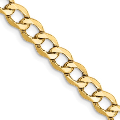 18 Inch 14K Yellow Gold 5.25mm Semi Solid Curb Chain Necklace